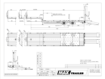 MAX trailer 100-N-2-8.60-U / 2 AXLE SEMI / HYDR RAMPEN / NEW!